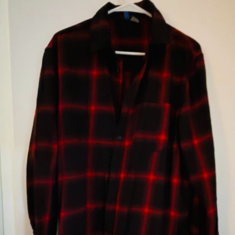 H & M Divided Flannel Plaid Long Shirt/Dress EUC M